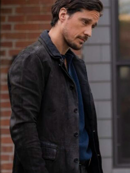 Peter Gadiot Memory Of A Killer 2026 Leather Jacket