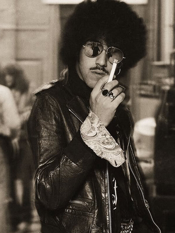 Phil Lynott Biker Black Leather Jacket