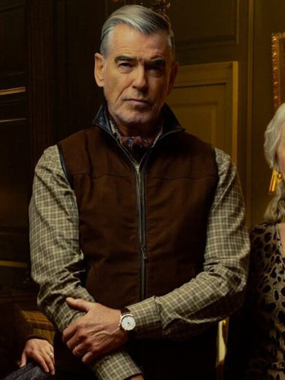 Pierce Brosnan Mobland S01 Brown Vest