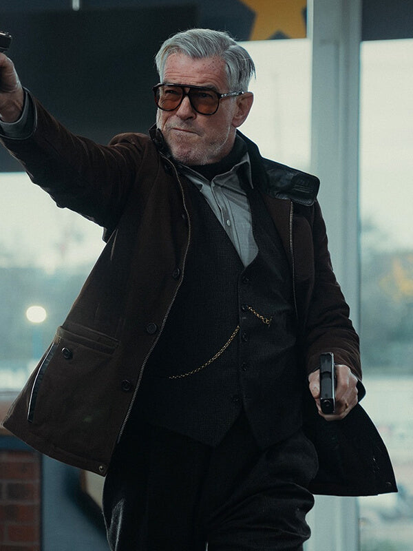 Pierce Brosnan MobLand S02 Brown Suede Jacket