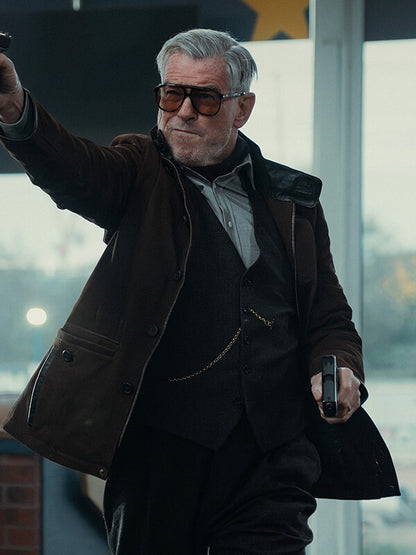 Pierce Brosnan MobLand S02 Brown Suede Jacket