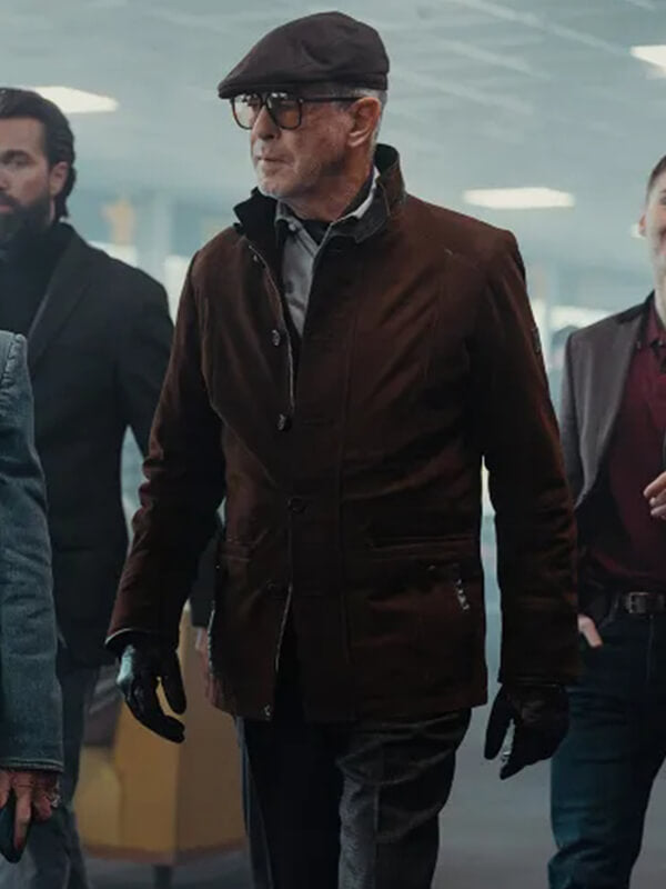 Pierce Brosnan MobLand S02 Brown Suede Jacket