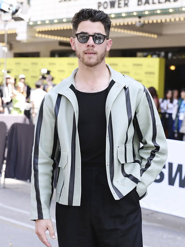 Power Ballad 2026 Nick Jonas Premiere Leather Jacket