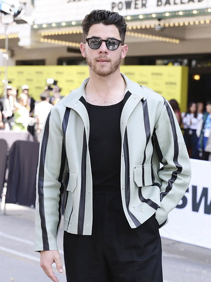 Power Ballad 2026 Nick Jonas Premiere Leather Jacket