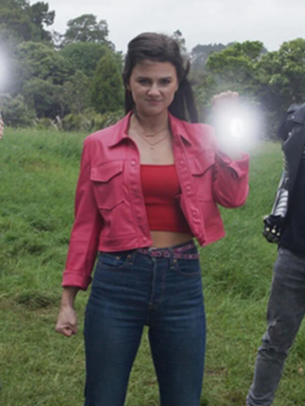 Power Rangers Dino Fury Amelia Jones Pink Leather Jacket