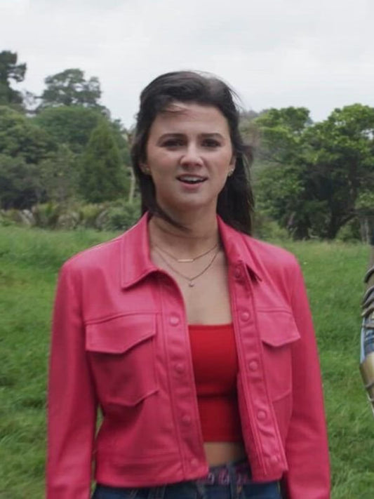 Power Rangers Dino Fury Amelia Jones Pink Leather Jacket