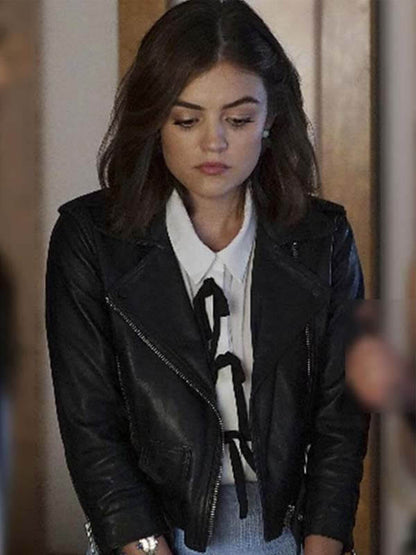 Pretty Little Liars Aria Montgomery Black Leather Jacket