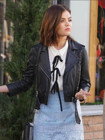 Pretty Little Liars Aria Montgomery Black Leather Jacket