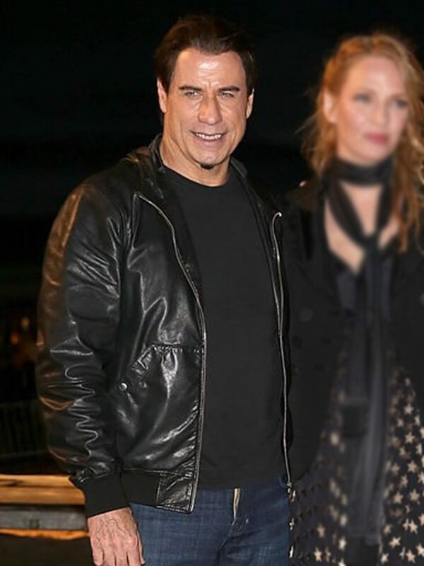 Pulp Fiction 1994 John Travolta Black Leather Jacket