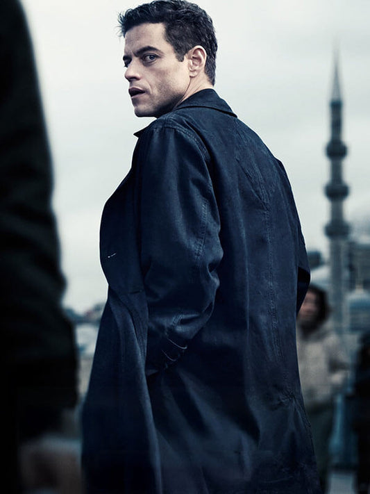 Rami Malek The Amateur 2025 Black Wool Coat