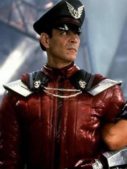 Raul Julia Street Fighter Leather Military Jacket