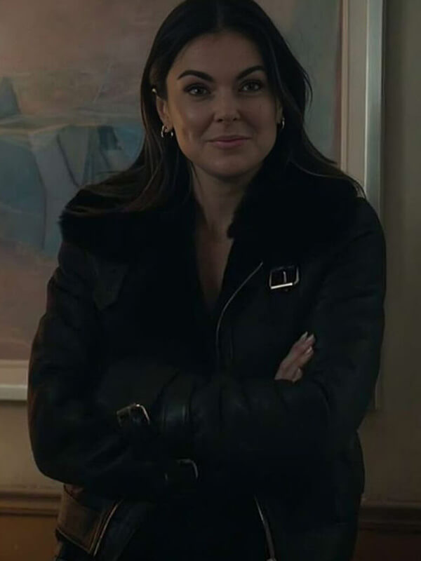 Reacher S02 Karla Dixon Black Shearling Jacket