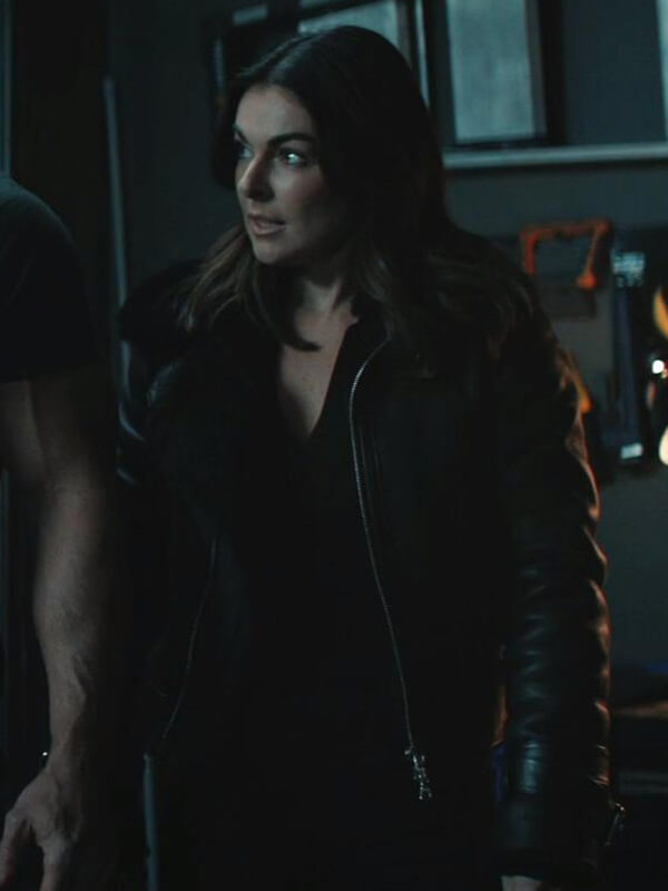 Reacher S02 Karla Dixon Black Shearling Jacket