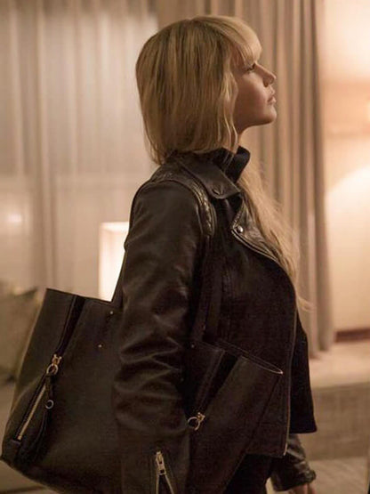 Red Sparrow Jennifer Lawrence Black Biker Jacket