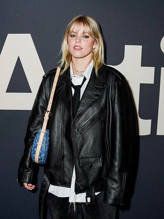 Renee Rapp Black Leather Motorcycle Jacket