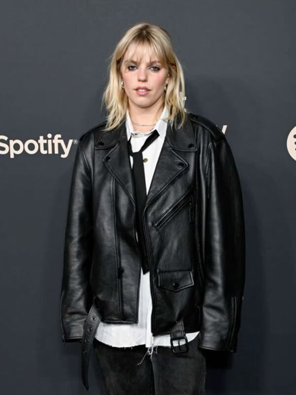 Renee Rapp Black Leather Motorcycle Jacket