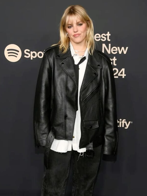 Renee Rapp Black Leather Motorcycle Jacket