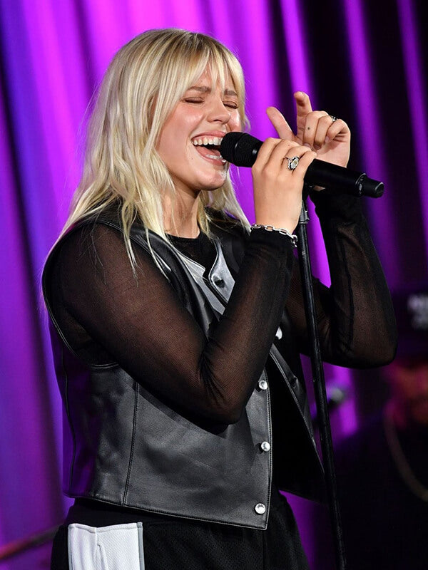 Renee Rapp Black Leather Vest