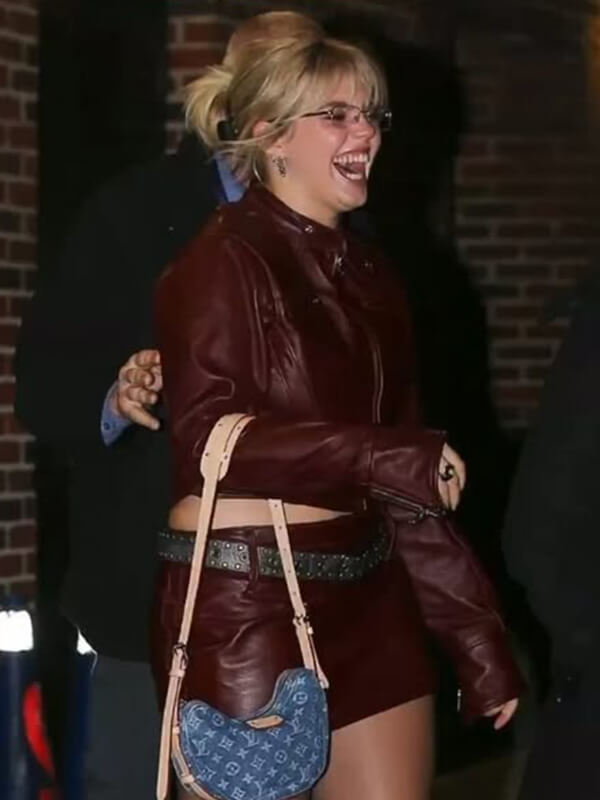 Renee Rapp Burgundy Biker Leather Jacket