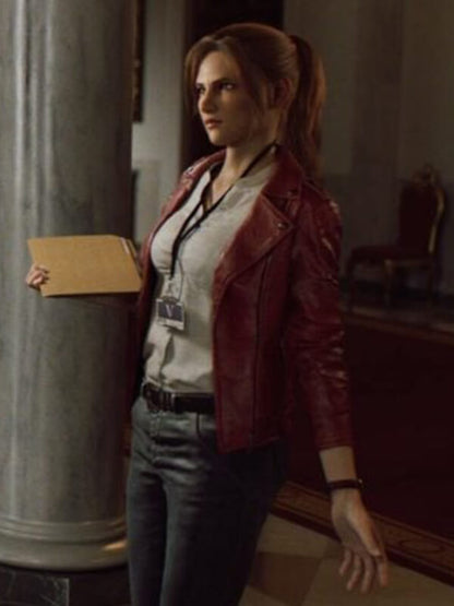 Resident Evil 2 Claire Redfield Red Leather Jacket