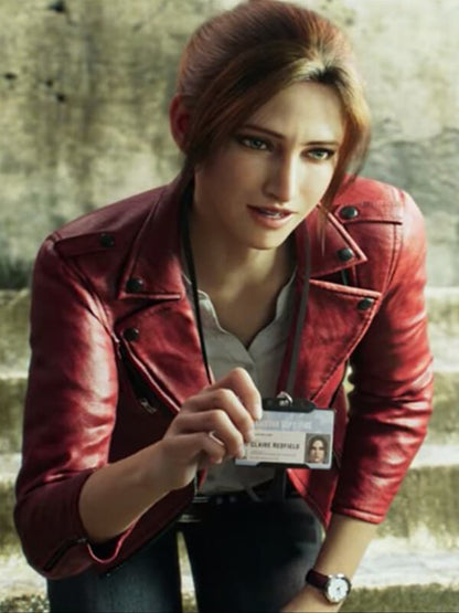 Resident Evil 2 Claire Redfield Red Leather Jacket