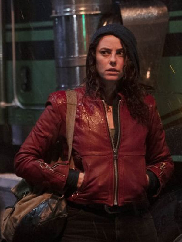 Resident Evil Kaya Scodelario Red Leather Jacket