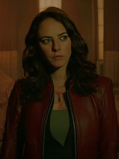 Resident Evil Kaya Scodelario Red Leather Jacket