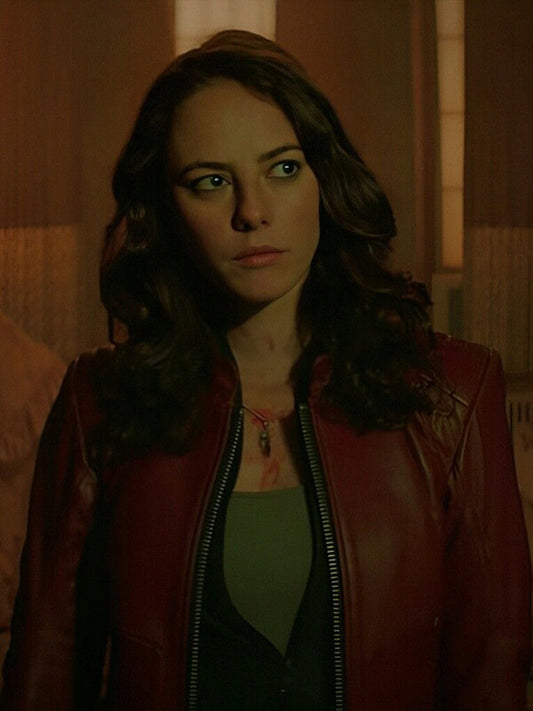 Resident Evil Kaya Scodelario Red Leather Jacket