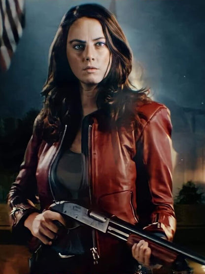 Resident Evil Kaya Scodelario Red Leather Jacket