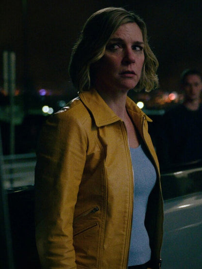 Rhea Seehorn Pluribus 2025 Yellow Leather Jacket