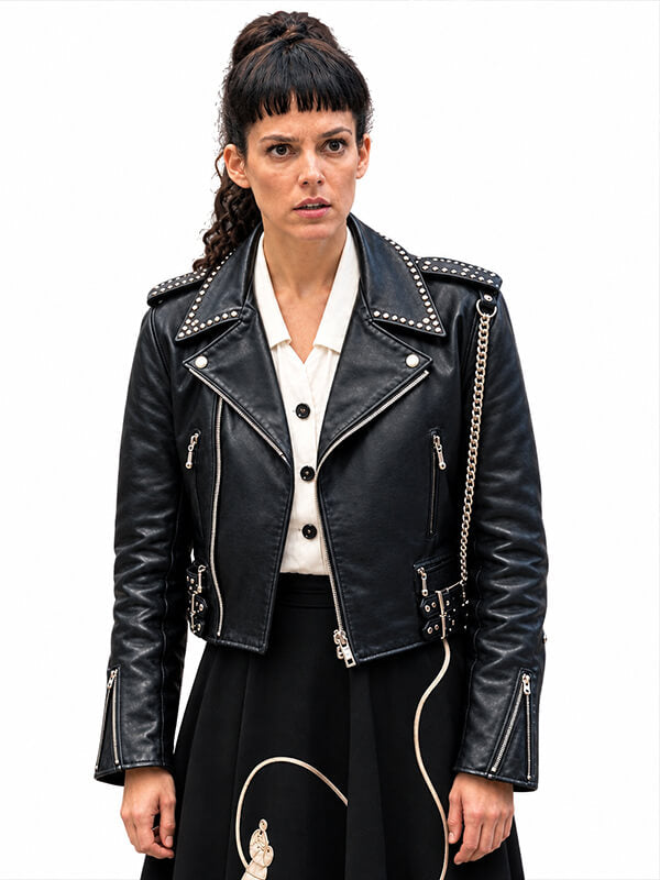Riley Keough Alpha Gang 2026 Biker Leather Jacket