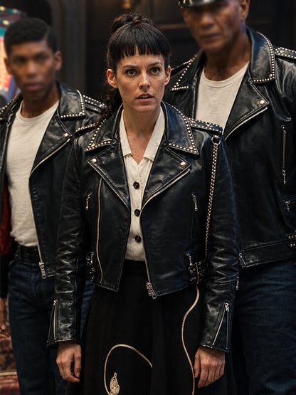 Riley Keough Alpha Gang 2026 Biker Leather Jacket