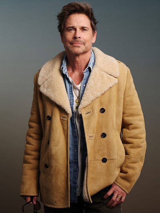 Rob Lowe The Musical 2026 Suede Shearling Jacket
