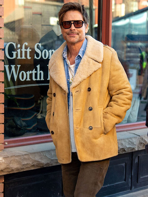 Rob Lowe The Musical 2026 Suede Shearling Jacket