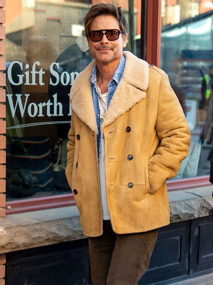Rob Lowe The Musical 2026 Suede Shearling Jacket