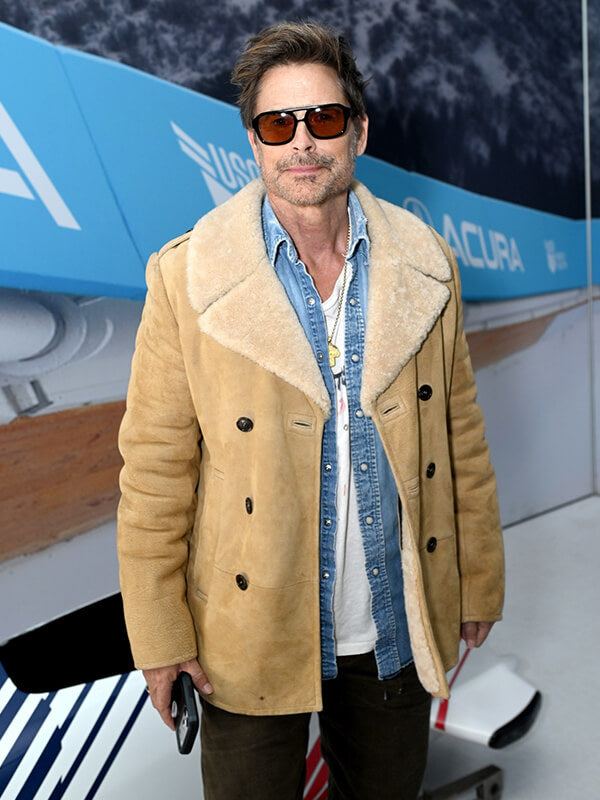 Rob Lowe The Musical 2026 Suede Shearling Jacket
