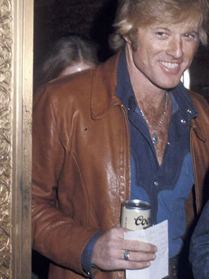 Robert Redford Premiere Brown Leather Jacket