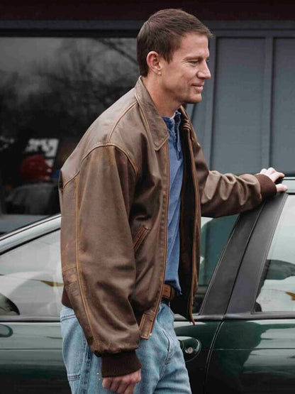 Roofman 2025 Channing Tatum Brown Leather Jacket