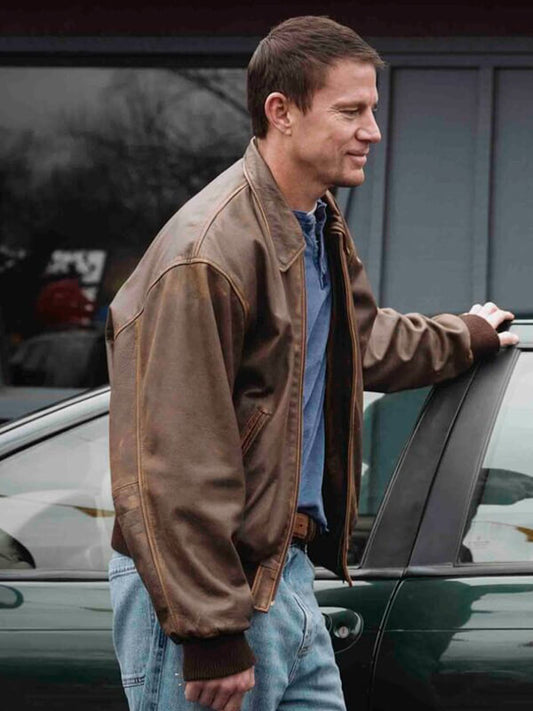 Roofman 2025 Channing Tatum Brown Leather Jacket