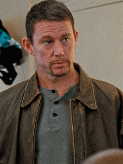 Roofman 2025 Channing Tatum Brown Leather Jacket