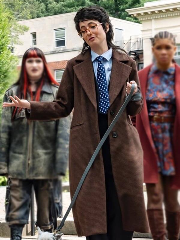 Roommates 2026 Sarah Sherman Brown Wool Coat