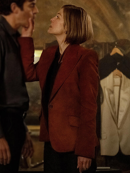 Rosamund Pike Ladies First 2026 Red Blazer