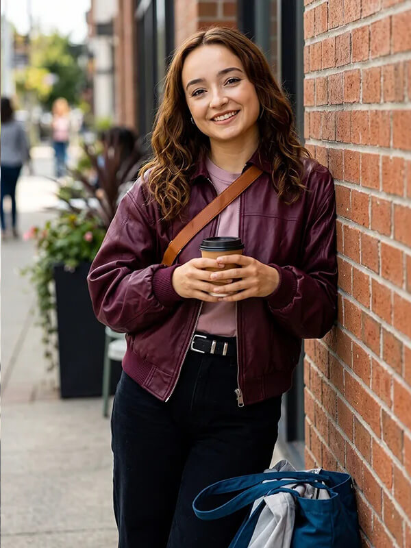 Ruby Stokes Below 2026 Bomber Leather Jacket