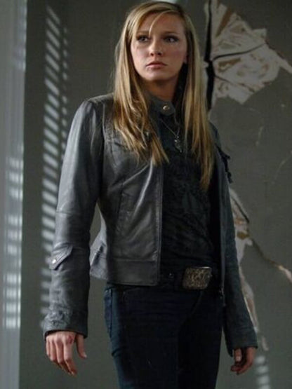 Ruby Supernatural Katie Cassidy Grey Leather Jacket