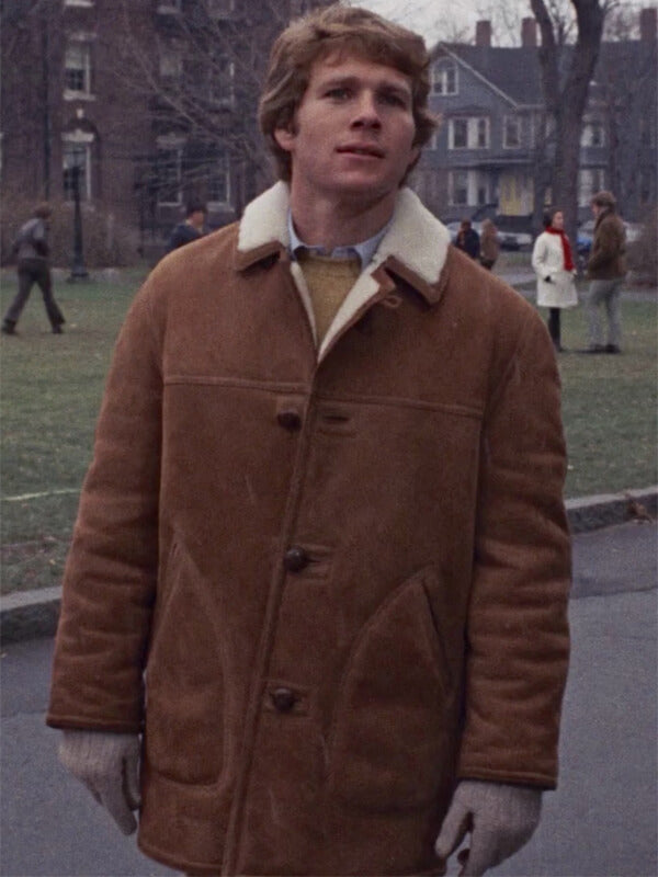 Ryan O’Neal Love Story Sheepskin Brown Shearling Coat
