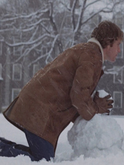 Ryan O’Neal Love Story Sheepskin Brown Shearling Coat