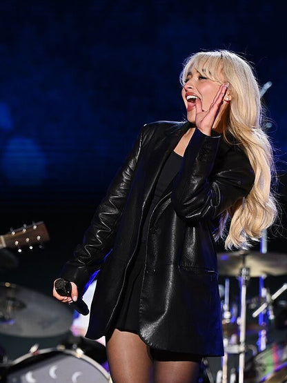 Sabrina Carpenter Black Leather Jacket