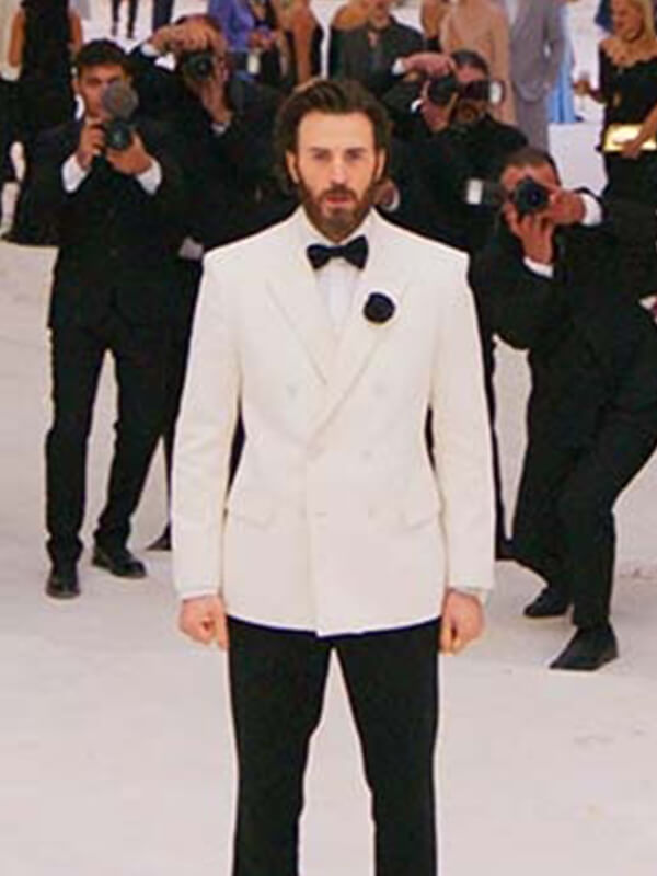 Sacrifice 2026 Chris Evans White Wool Blazer