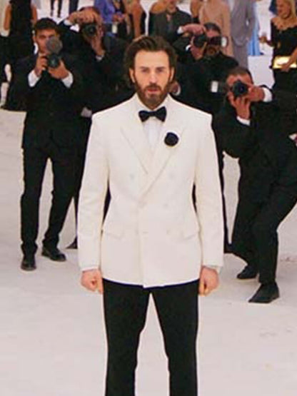 Sacrifice 2026 Chris Evans White Wool Blazer