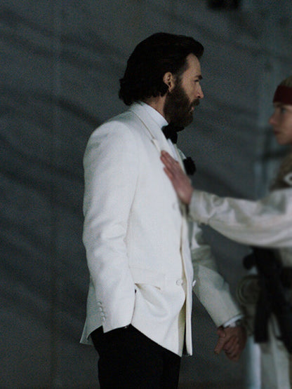 Sacrifice 2026 Chris Evans White Wool Blazer